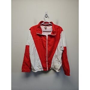 Vintage Body Wrappers Windbreaker Jacket Red White Colorblock  Zip Made in USA